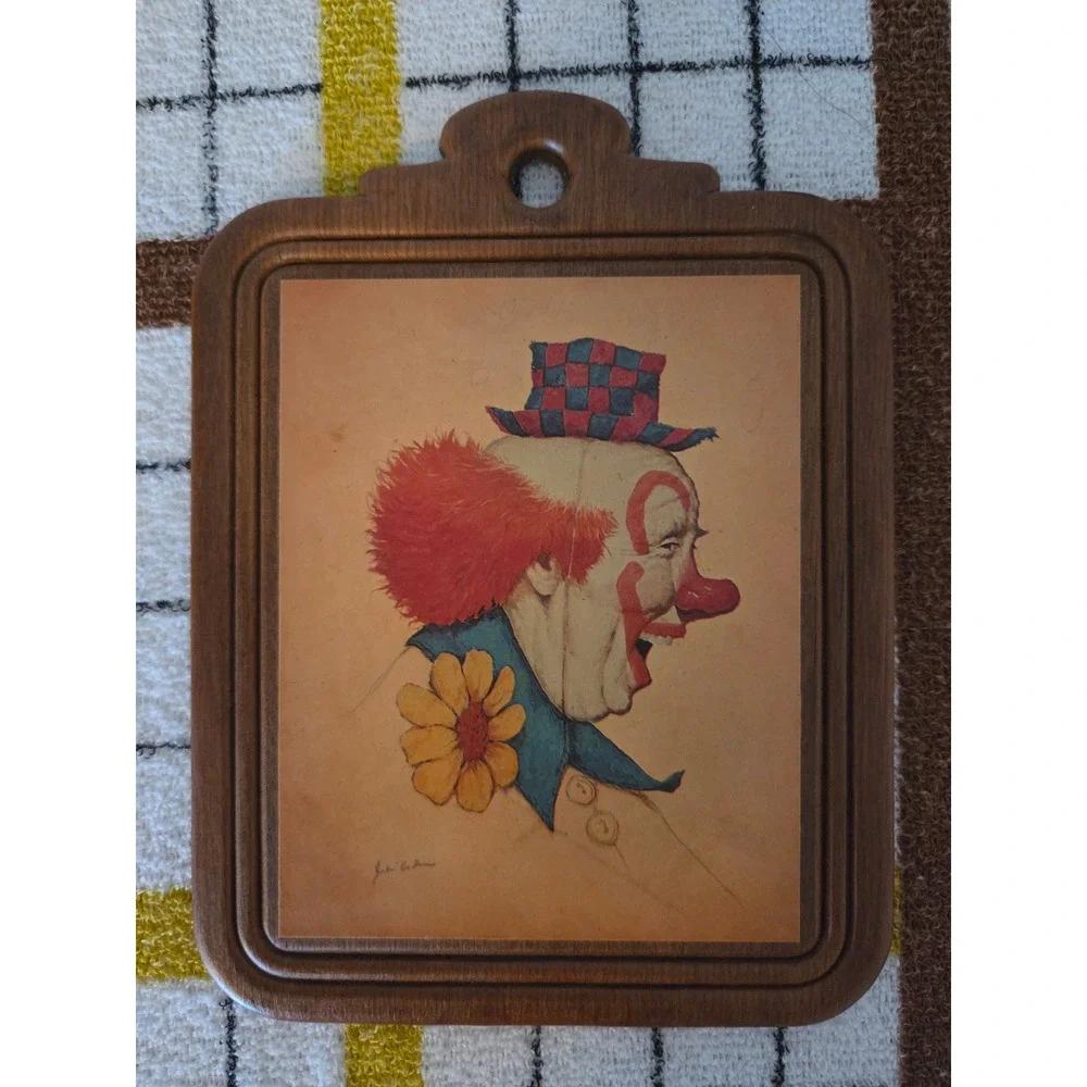 Vintage John Nelson Clown Wall Plaques Set of 4 Circus Decor Mid Century Art